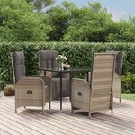 vidaXL Ensemble à manger de jardin coussins 5 Pièces noir et gris
