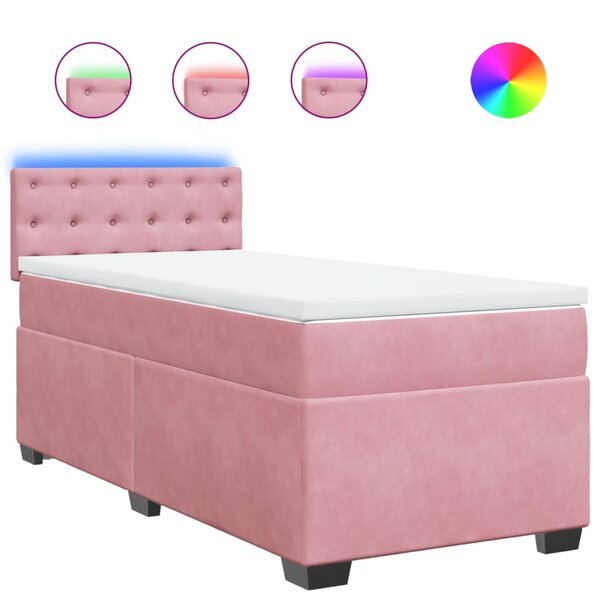 vidaXL Sommier à lattes de lit et matelas Rose 80x200 cm Velours