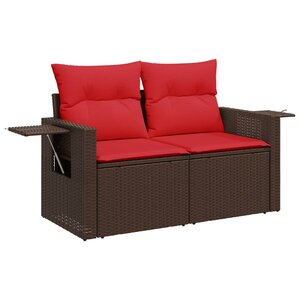 vidaXL Canapé de jardin avec coussins 2 places en résine tressée marron
