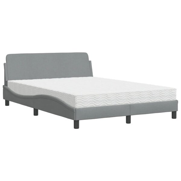 vidaXL Lit avec matelas gris clair 120x200 cm tissu