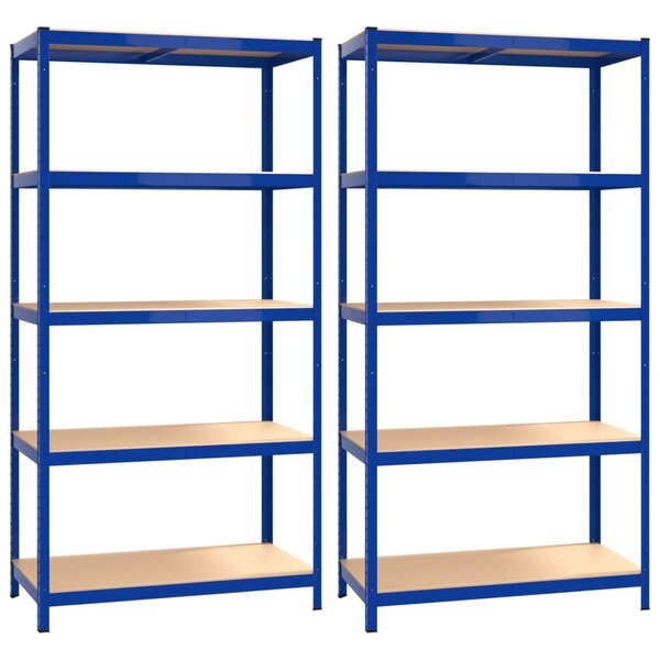 vidaXL Étagères à 5 niveaux 2Pièces Bleu Acier et bois d'ingénierie