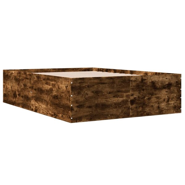 vidaXL Cadre de lit chêne fumé 140x200 cm bois d'ingénierie
