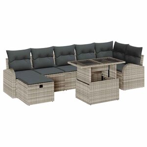 vidaXL Ensemble de canapé de jardin 8 Pièces Gris clair Poly rotin