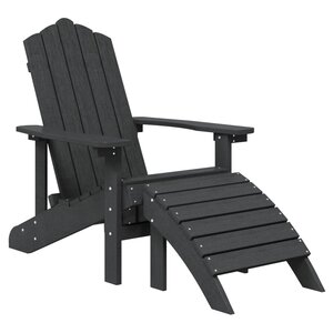vidaXL Chaise de jardin Adirondack avec repose-pied PEHD anthracite