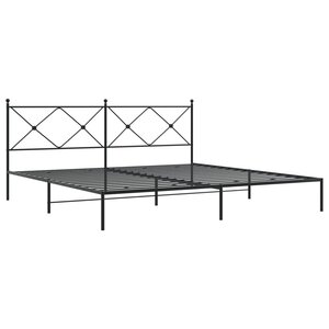 vidaXL Cadre de lit métal avec tête de lit noir 193x203 cm
