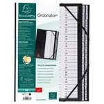 Trieur Rigide Ordonator Avec Cavaliers Plastiques Et Élastiques Alphabétique 26 Compartiments De A À Z - Noir - Exacompta