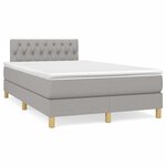 vidaXL Sommier à lattes de lit matelas LED gris clair 120x190 cm tissu