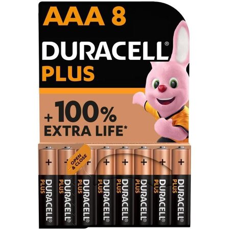 Duracell - Piles alcalines AAA Plus, 1.5 V LR03, paquet de 8