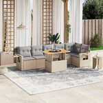 vidaXL Salon de jardin avec coussins 7 Pièces beige résine tressée
