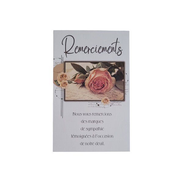 Carte De Voeux - Condoléances - 5 Cartes Remerciements Rose