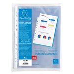 Sachet De 50 Pochettes Perforées Polypropylène Lisse 6/100e - A4 - Cristal - X 20 - Exacompta