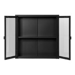 Vitrine suspendue 2 portes vitrées acier noir 80 x 18 x 80 cm