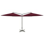 vidaXL Parasol double avec mât en acier Rouge bordeaux 600 cm