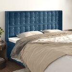 vidaXL Tête de lit avec oreilles Bleu foncé 183x16x118/128 cm Velours