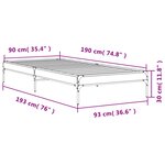 vidaXL Cadre de lit chêne sonoma 90x190 cm bois d'ingénierie et métal