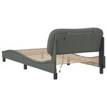 vidaXL Cadre de lit avec lumières LED gris foncé 100x200 cm tissu