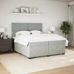 vidaXL Sommier à lattes de lit et matelas Gris clair 200x200cm Velours