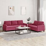 vidaXL Ensemble de canapés 2 Pièces avec coussins Rouge bordeaux Velours