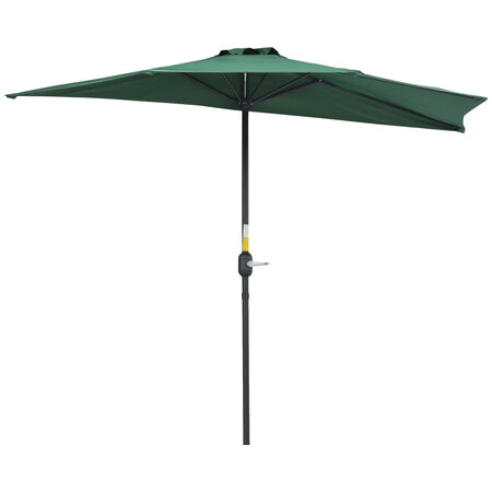 Demi parasol  parasol de balcon 5 entretoises métal polyester 2 69L x 1 38l x 2 36H m vert