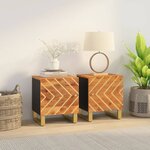 vidaXL Tables de chevet 2 Pièces marron et noir bois de manguier solide