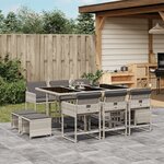 vidaXL Ensemble à manger de jardin 11Pièces avec coussins gris poly rotin