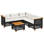 vidaXL Salon de jardin 6 Pièces avec coussins noir résine tressée