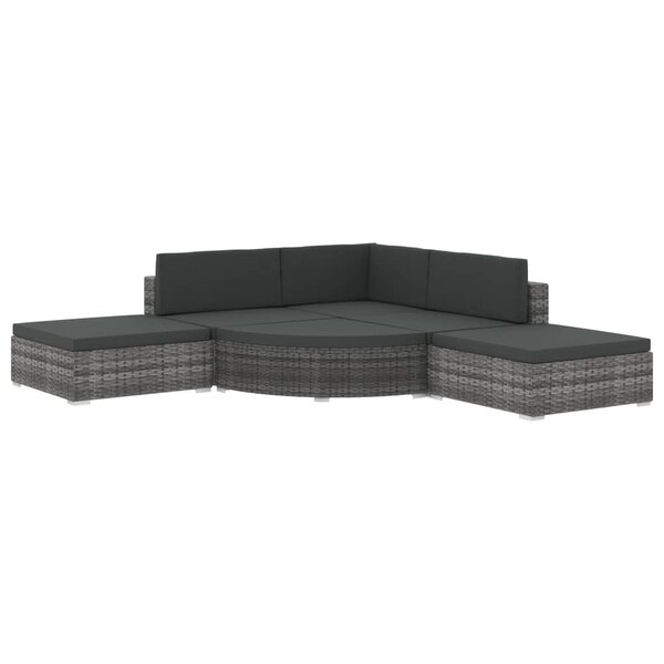 vidaXL Salon de jardin 6 Pièces avec coussins Résine tressée Gris