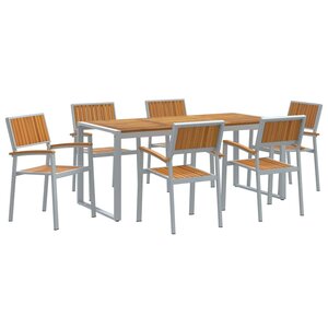 vidaXL Ensemble de salle à manger pour jardin 7 Pièces Gris