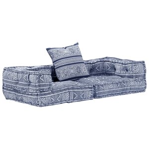 Vidaxl pouf modulaire à 2 places indigo tissu