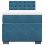 vidaXL Sommier à lattes de lit avec matelas bleu 90x200 cm velours