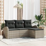 vidaXL Ensemble de canapé de jardin 4 pièces avec coussins gris clair en poly rotin