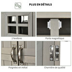 Abri de jardin armoire de jardin remise pour outils sur pied dim. 128L x 50l x 164H cm 2 étagères 2 portes 2 fenêtres toit bitumé étanche bois massif sapin pré-huilé gris