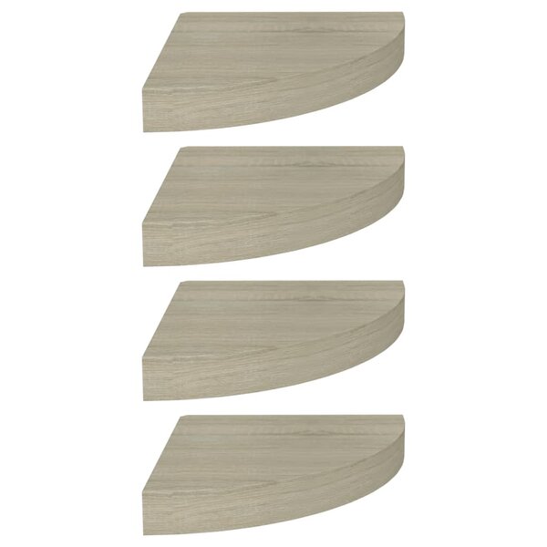 vidaXL Étagères d'angle flottantes 4 Pièces chêne 25x25x3 8 cm MDF