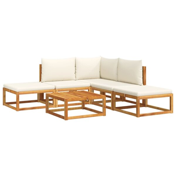 vidaXL Salon de jardin avec coussins 6 Pièces bois d'acacia solide