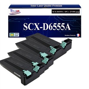 T3AZUR - 4x Toners compatibles avec Samsung SCX-D6555A SCXD6555A pour Samsung MultiXpress 6545N 6545NG 6545NX 6555N 6555NG 6555NX 6811CO SL-M5370LX SL-M5370NX