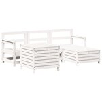 vidaXL Salon de jardin 5 Pièces blanc bois massif de pin