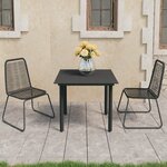 vidaXL Ensemble à dîner de jardin 3 Pièces Rotin PVC Noir