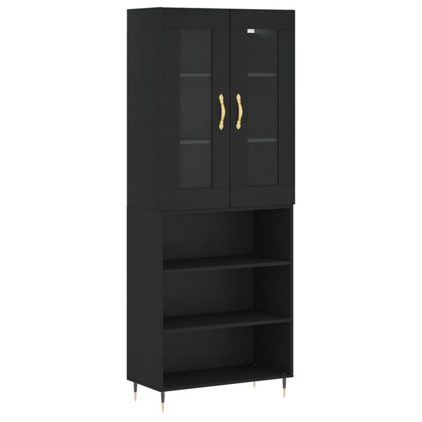 vidaXL Buffet haut Noir 69 5x34x180 cm Bois d'ingénierie
