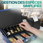ACROPAQ Caisse monnaie Professionnelle 30x25x9cm- Coffret Monnaie Acier- Monnayeur  2 clés  Compartiments à monnaie- Poignée Robuste