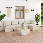 vidaXL Salon de jardin palette 6 Pièces avec coussins bois d'épicéa