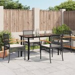 vidaXL Ensemble à manger de jardin coussins 5Pièces Noir Résine tressée