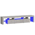 vidaXL Meuble TV avec lumières LED Gris béton 200x36 5x40 cm