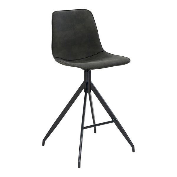 2 chaises de comptoir en microfibre gris avec pieds noirs