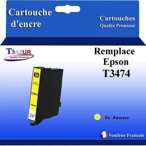 T3AZUR- Cartouche Compatible avec Epson 34XL 34 XL remplace Epson WorkForce Pro WF3725DWF WF3720DW WF3720DWF Jaune