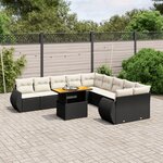 vidaXL Salon de jardin 11 Pièces avec coussins noir résine tressée