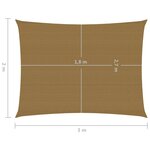 vidaXL Voile d'ombrage 160 g/m² Taupe 2x3 m PEHD