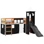 vidaXL Lit mezzanine enfants et tour blanc/noir 90x200 cm pin massif
