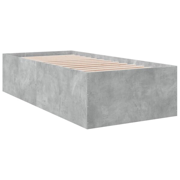 vidaXL Cadre de lit gris béton 75x190 cm bois d'ingénierie