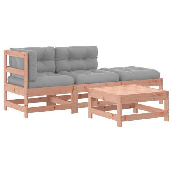 vidaXL Salon de jardin 4 Pièces avec coussins bois massif douglas