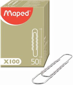 Bte de 100 Trombones ondulés en acier nickelé 50 mm MAPED